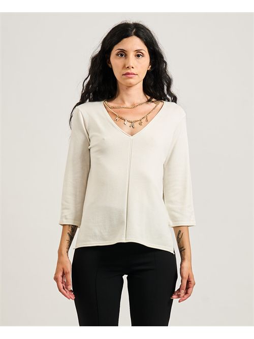 Silvian Heach women's sweater with chain SILVIAN HEACH | GPA25128MAOFF WHITE